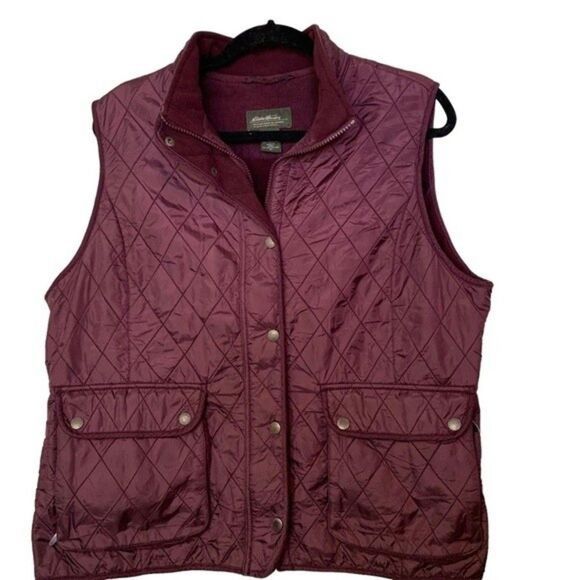 Eddie Bauer Plum Quilted Zipper Button Combo Vest Size XL - Picture 1 of 10